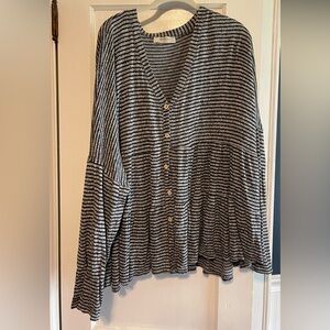 A Beautiful Soul Striped Tiered Flowy Blouse